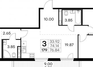 Продажа 3-комнатной квартиры, 76.8 м2, Санкт-Петербург