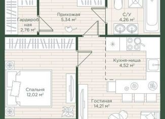 Продается 1-ком. квартира, 44.4 м2, Татарстан, площадь Тысячелетия