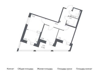 Двухкомнатная квартира на продажу, 56.6 м2, посёлок Песочный
