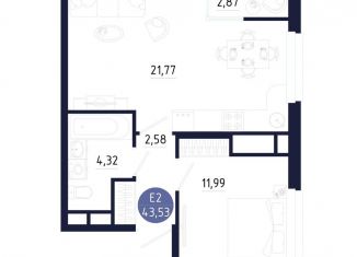 Продается однокомнатная квартира, 43.5 м2, Тульская область