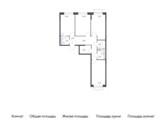 Продается 3-комнатная квартира, 77.8 м2, посёлок Мирный, жилой комплекс Томилино Парк, к6.3