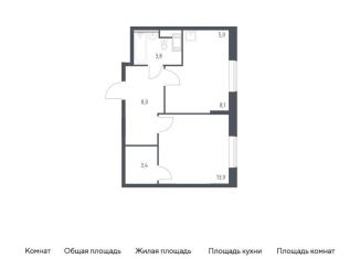 Продается однокомнатная квартира, 42.2 м2, деревня Середнево, жилой комплекс Цветочные Поляны Экопарк, к2