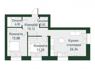 Продаю 2-комнатную квартиру, 72.6 м2, Екатеринбург, Ленинский район