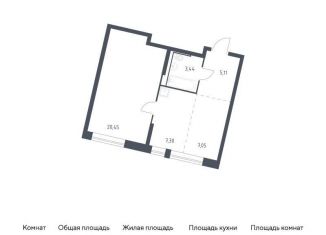 Продается 1-комнатная квартира, 43.4 м2, Московская область
