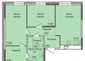 2-комнатная квартира на продажу, 67 м2, Ижевск, жилой район Строитель