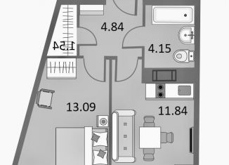 Продажа 1-комнатной квартиры, 35.3 м2, Санкт-Петербург, метро Международная