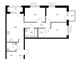 Продам 3-ком. квартиру, 77.1 м2, Екатеринбург, ЖК Исеть Парк