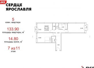 Продаю 5-комнатную квартиру, 133.9 м2, Ярославль, Кировский район