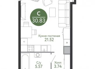 Продается квартира студия, 30.8 м2, поселение Десёновское, жилой комплекс Рашен Дизайн Дистрикт, 6, ЖК Рашен Дизайн Дистрикт