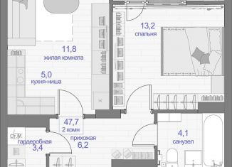 Продается двухкомнатная квартира, 47.7 м2, Красноярск, Кировский район