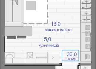 Продам 1-комнатную квартиру, 30 м2, Красноярск, Кировский район