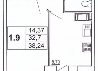 1-комнатная квартира на продажу, 32.7 м2, поселок Бугры, ЖК Новые Горизонты, Тихая улица, 1