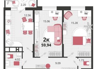 Продаю 2-комнатную квартиру, 59.9 м2, Краснодарский край