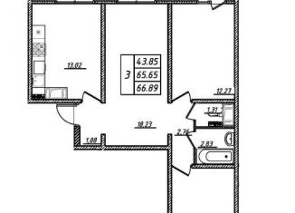 Продажа 3-ком. квартиры, 65.7 м2, Санкт-Петербург, ЖК Ручьи, Северный проспект, 123к1