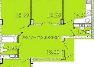 Продаю 3-ком. квартиру, 96.2 м2, Краснодар, улица имени Валерия Гассия, 2, ЖК Авиатор