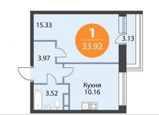 Продается 1-ком. квартира, 33.9 м2, деревня Скотное, Рождественская улица, 2, ЖК Ёлки Вилладж