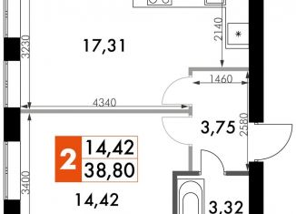 Продается 1-ком. квартира, 38.8 м2, Апрелевка, ЖК Парк Апрель, улица Парк Апрель, 44