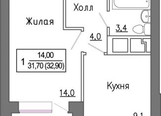 Продается 1-ком. квартира, 31.7 м2, деревня Сабурово, ЖК ЗаМитино