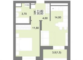 Продажа 1-комнатной квартиры, 35.6 м2, Екатеринбург, ЖК Белый Парус