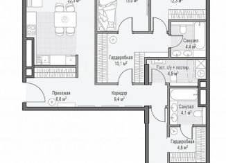 Продается трехкомнатная квартира, 110.1 м2, Москва, улица Врубеля, 4, район Сокол