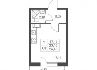 Квартира на продажу студия, 24.4 м2, городской посёлок имени Свердлова, ЖК Невские Панорамы