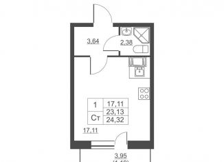 Квартира на продажу студия, 24.3 м2, городской посёлок имени Свердлова, ЖК Невские Панорамы