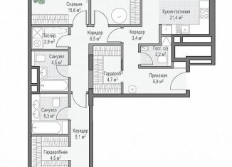 Трехкомнатная квартира на продажу, 110.2 м2, Москва, улица Врубеля, 4, метро Сокол