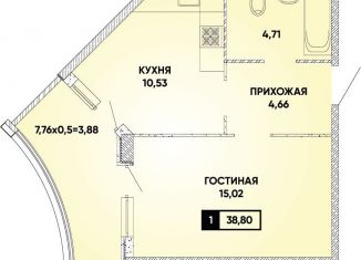 Продам 1-ком. квартиру, 39 м2, Краснодар, Главная городская площадь, микрорайон Центральный