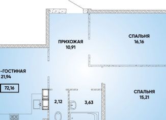 2-комнатная квартира на продажу, 72.2 м2, Краснодар, микрорайон Достояние