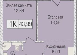 Продаю 1-комнатную квартиру, 43.7 м2, Новосибирск, улица Объединения, 102/4с