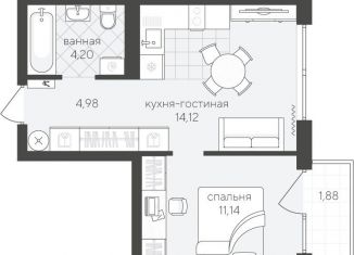 Однокомнатная квартира на продажу, 36.3 м2, Тюмень, ЖК Скандиа Квартал у Озера