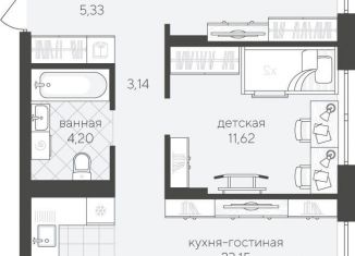 Продается 2-комнатная квартира, 63.6 м2, Тюмень, ЖК Скандиа Квартал у Озера, Стройотрядовская улица, 10