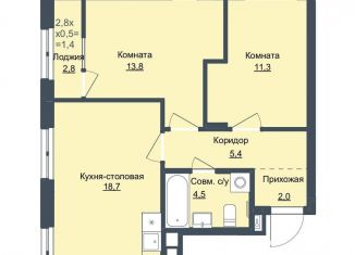 Продается двухкомнатная квартира, 55.7 м2, Ижевск, Северо-Западный жилой район