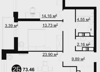 Продажа 2-ком. квартиры, 73.5 м2, Казань, ЖК Легенда