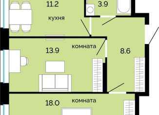2-комнатная квартира на продажу, 55.6 м2, Пермский край, улица Куйбышева, 135