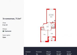 Продажа двухкомнатной квартиры, 75.6 м2, Санкт-Петербург, ЖК Светлана Парк, Манчестерская улица, 3