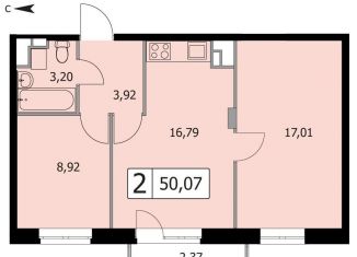 Продается 2-ком. квартира, 50.1 м2, сельский посёлок Новинки, 2-я Дорожная улица, 3