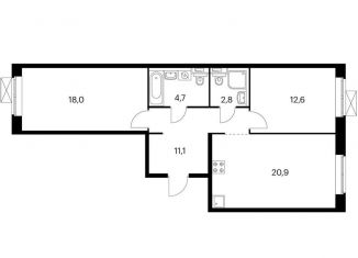 Продажа двухкомнатной квартиры, 68.7 м2, Екатеринбург, ЖК Космонавтов 11, жилой комплекс Космонавтов 11, к3.2
