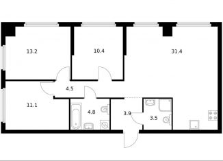 Продам 3-комнатную квартиру, 82.8 м2, Москва, ЖК Кронштадтский 9, жилой комплекс Кронштадтский 9, к2