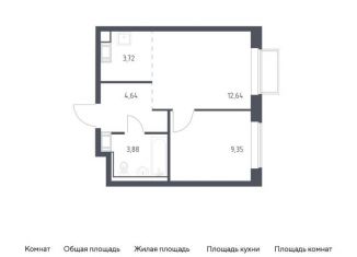 Продается однокомнатная квартира, 34.2 м2, посёлок Мирный, жилой комплекс Томилино Парк, к6.1