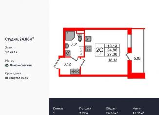 Квартира на продажу студия, 24.9 м2, Санкт-Петербург, ЖК Стрижи в Невском 2