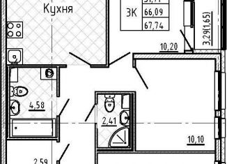 Продается 3-комнатная квартира, 68 м2, Санкт-Петербург, проспект Маршала Блюхера, 11к2, ЖК Пифагор