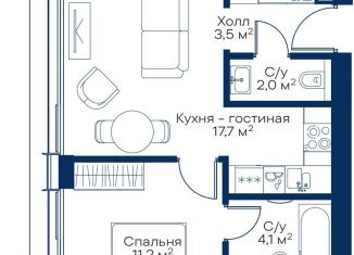 Продам однокомнатную квартиру, 38.5 м2, Москва, квартал Атлантик, Б1