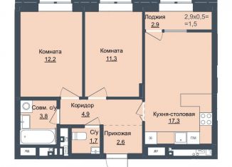 Продам 2-комнатную квартиру, 53.8 м2, Ижевск, Северо-Западный жилой район