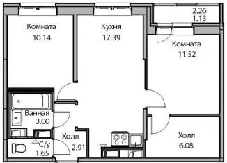 Продажа трехкомнатной квартиры, 53.4 м2, Санкт-Петербург, Ивинская улица, 19к3, метро Беговая
