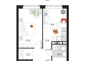 Продается двухкомнатная квартира, 35.7 м2, Пермь, Кировский район