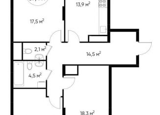 Продается трехкомнатная квартира, 87.4 м2, поселение Внуковское, 16-й квартал, к4