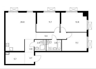 Продам трехкомнатную квартиру, 85.5 м2, Балашиха, Реутовская улица, 20, ЖК Измайловский Лес