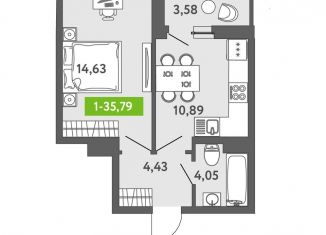 Продаю 1-ком. квартиру, 36 м2, Санкт-Петербург, метро Новокрестовская