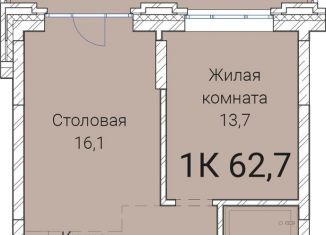 Продается однокомнатная квартира, 62.7 м2, Новосибирская область, Овражная улица, 2А